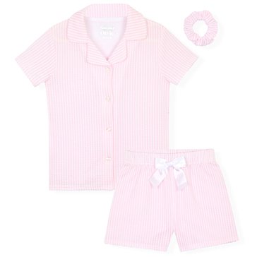 Sleep On It Big Girls' Seersucker Short Sleeve Button Coat Pajama Shorts Set