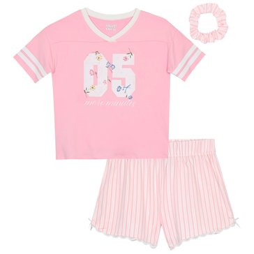 Sleep On It Big Girls' V-Neck Jersey And Boxers Sleep Set