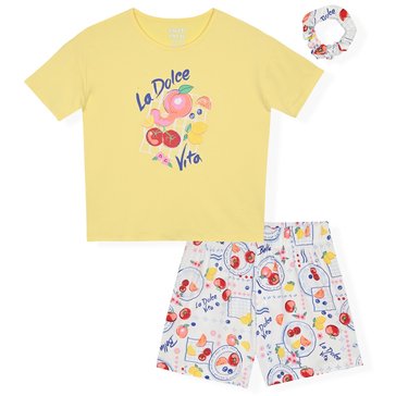 Sleep On It Big Girls' La Dolce Drop Shoulder Tee And Boxers Sleep Set