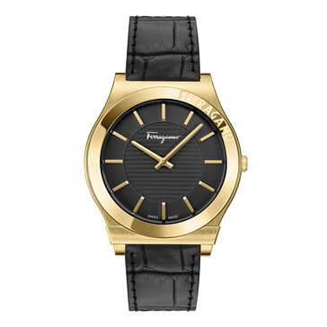 Ferragamo Men's Gancini Leather Strap Watch