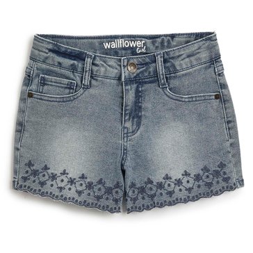 Wallflower Little Girls' Eyelet Embroidered Denim Shorts
