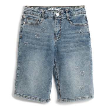 Wallflower Big Girls' Star Embroidered Denim Jorts