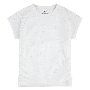 Abercrombie & Fitch Big Girls' Eyelet Rouched Baby Tee