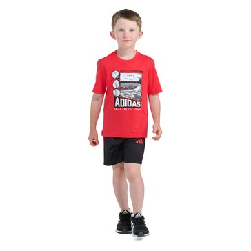 Adidas Little Boys' Cotton Tee And 3 Stripe Shorts Set