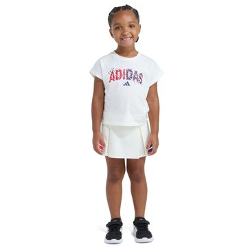Adidas Little Girls' Box Tee And Pleated Skort Set
