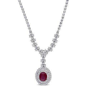 Sofia B. 3 3/4 cttw Ruby and 2 3/4 cttw Diamond Lariat Necklace