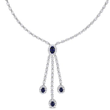Sofia B. 1 1/5 cttw Oval Blue Sapphire and 2 7/8 cttw Diamond Lariat Necklace