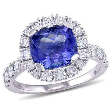 Sofia B. 1 7/8 cttw Cushion Cut Tanzanite and 1 cttw Diamond Engagement Ring