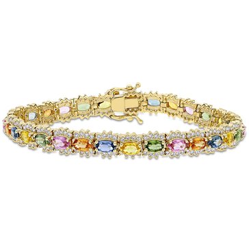 Sofia B. 10 1/5 cttw Multi-Color Sapphire and 1 3/4 cttw Diamond Tennis Bracelet
