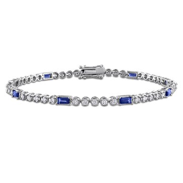 Sofia B. 1 5/8 cttw Baguette Cut Sapphire and 1 cttw Diamond Tennis Bracelet
