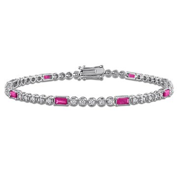 Sofia B. 1 1/2 cttw Baguette Cut Ruby and 1 cttw Diamond Tennis Bracelet