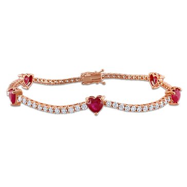 Sofia B. 2 4/5 cttw Ruby and 1 7/8 cttw Diamond 5-Heart Station Bracelet
