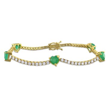 Sofia B. 1 5/8 cttw Emerald and 1 7/8 cttw Diamond 5-Heart Station Bracelet