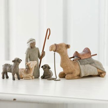 Willow Tree Shepherd and Stable Animals Figurine