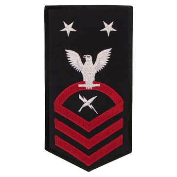 Men's E9 (CTCM) Rating Badge in STANDARD Red on Blue POLY/WOOL for Cryptologic Technician