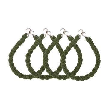 Boot Trouser Blouser OD Green Elastic Rope with Metal Hook/Eye 2 Pair