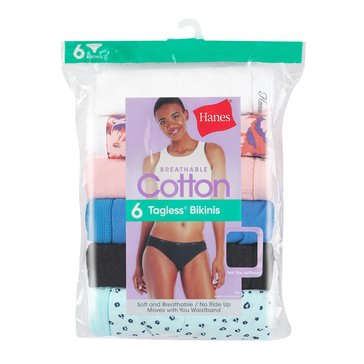 Hanes Her Way Cotton Classic Bikini, 6-Pack