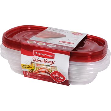 Rubbermaid Take-A-Long Rectangular Plastic Food Storage Containers, 3-Pack