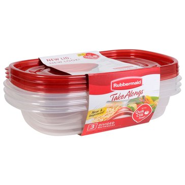 Rubbermaid Take-A-Long Divided Plastic Food Storage Containers, 3-Pack
