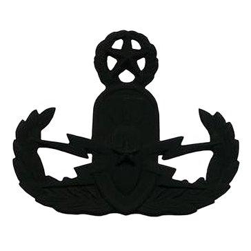 Warfare Badge Full Size EOD MSTR Subdued Black Metal