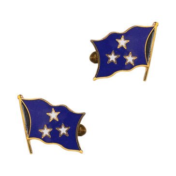 Cuff Link VADM 3 Star LINE (White Star on Blue) 