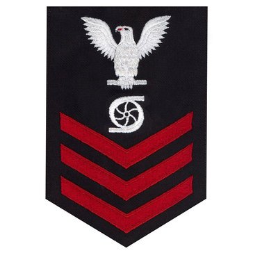 Men's E4-E6 (GS1) Rating Badge in STANDARD Red on Blue SERGE WOOL for Gas Turbine System Technician