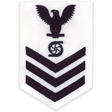 Men's E4-E6 (GS1) Rating Badge in Blue on White CNT for Gas Turbine System Technician