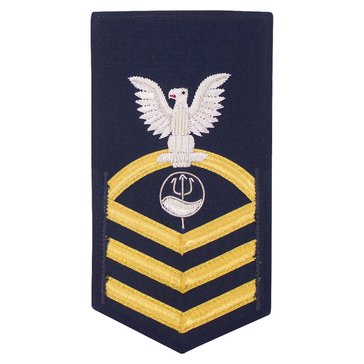 USCG E7 (MST) Men's Rating Badge Gold on Blue Vanfine BULLION