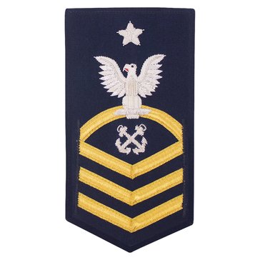 USCG E8 (GM) Men's Rating Badge Vanfine BULLION Gold on Blue
