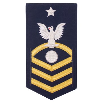 USCG E8 (EM) Men's Rating Badge Vanfine BULLION Gold on Blue