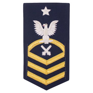USCG E8 (GM) Men's Rating Badge Vanfine BULLION Gold on Blue