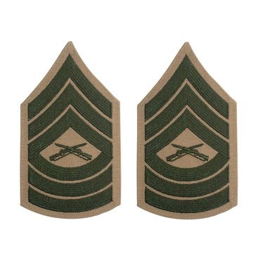 USMC Women's Chevron Green on Khaki MSGT