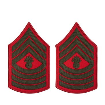 USMC Women's Chevron Green On Red Merrowed MGYSGT