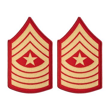 USMC Women's Chevron Gold on Red SGTMAJ Merrowed