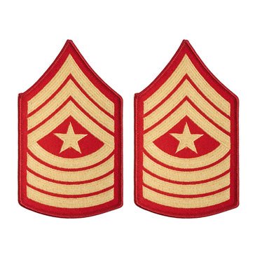 USMC Women's Chevron Gold on Red SGTMAJ Merrowed