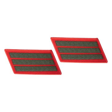 USMC Women's Service Stripe Set-3 Green on Red Merrowed