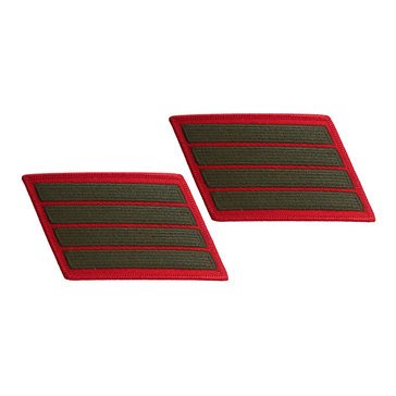 USMC Women's Service Stripe Set-4 Green on Red Merrowed