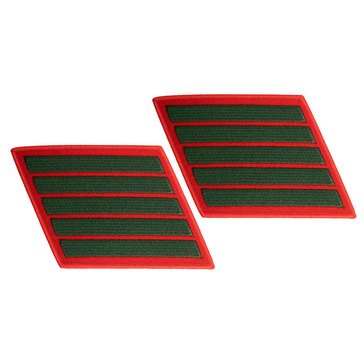 USMC Women's Service Stripe Set-5 Green on Red Merrowed
