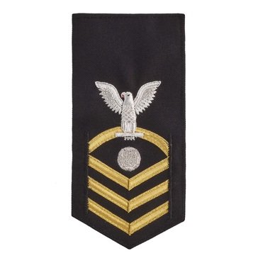 Women's E7 (EMC) Rating Badge in LACE Gold on Blue POLY/WOOL for Electrician's Mate