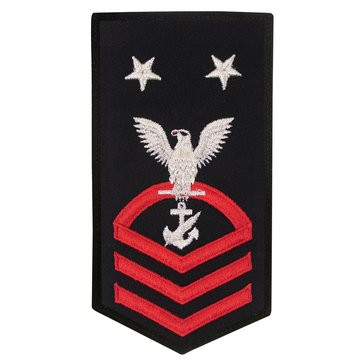 Women's E9 (NCCM) Rating Badge in STANDARD Red on Blue POLY/WOOL for Navy Counselor