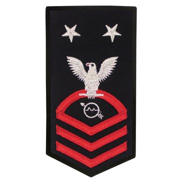 Women's E9 (OSCM) Rating Badge in STANDARD Red on Blue POLY/WOOL for Operations Specialist