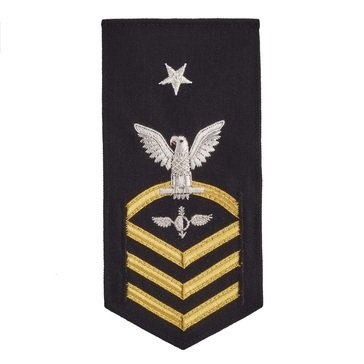 Women's E8 (AGCS) Rating Badge in LACE Gold on Blue POLY/WOOL for Aerographer