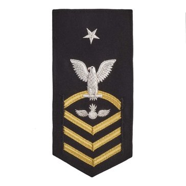 Women's E8 (AOCS) Rating Badge in LACE Gold on Blue POLY/WOOL for Aviation Ordinanceman 