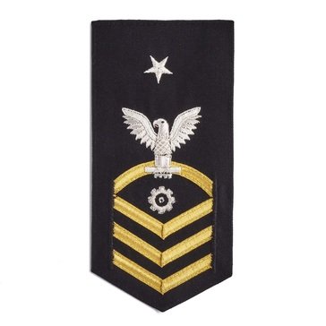 Women's E8 (ENCS) Rating Badge in LACE Gold on Blue POLY/WOOL for Engineman