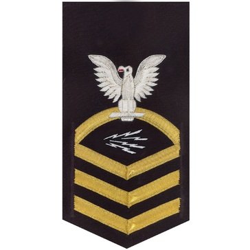 Men's E7 (ITC) Rating Badge in LACE Gold on Blue POLY/WOOL for Information Systems Technician
