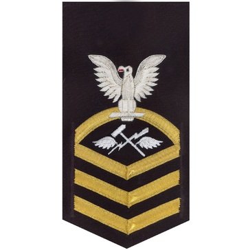 Men's E7 (ASC) Rating Badge in LACE Gold on Blue POLY/WOOL for Aviation Support Equipment Technician
