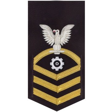 Men's E7 (ENC) Rating Badge in LACE Gold on Blue POLY/WOOL for Engineman