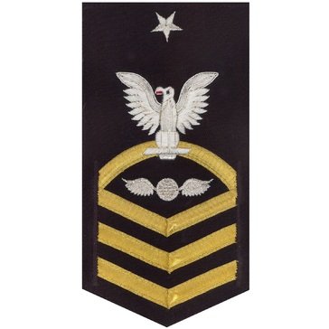 Men's E8 (AECS) Rating Badge in LACE Gold on Blue POLY/WOOL for Aviation Electrician's Mate