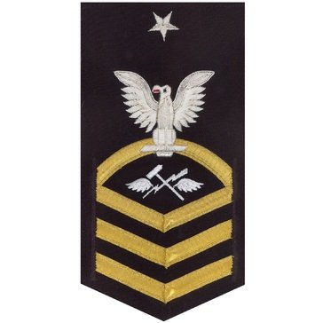 Men's E8 (ASCS) Rating Badge in LACE Gold on Blue POLY/WOOL for Aviation Support Equipment Technician