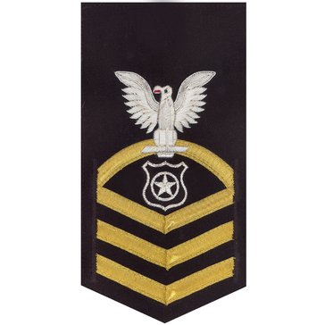 Men's E7 (MAC) Rating Badge in LACE Gold on Blue POLY/WOOL for Master At Arms